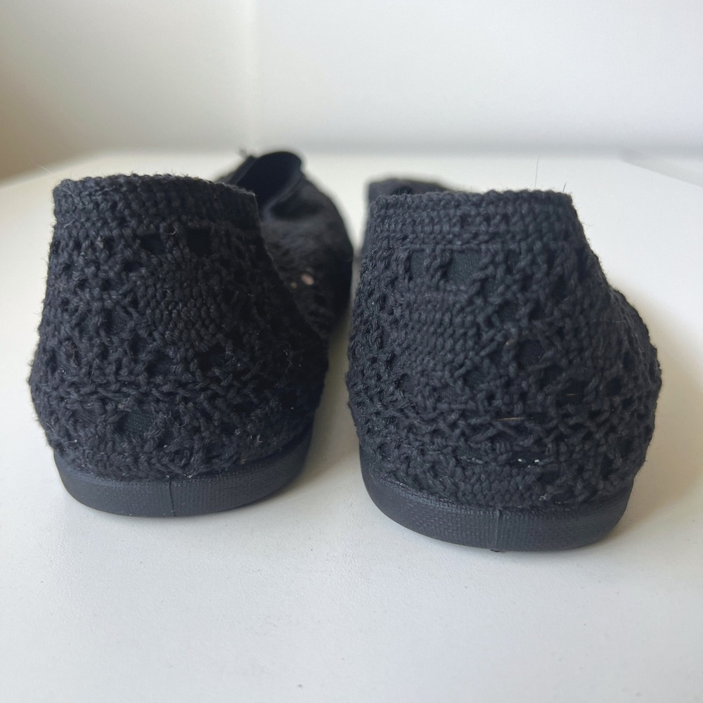 Cloudwalkers Black Crochet Knit Slip On Flats Comfort Shoes 7W - Picture 8 of 9
